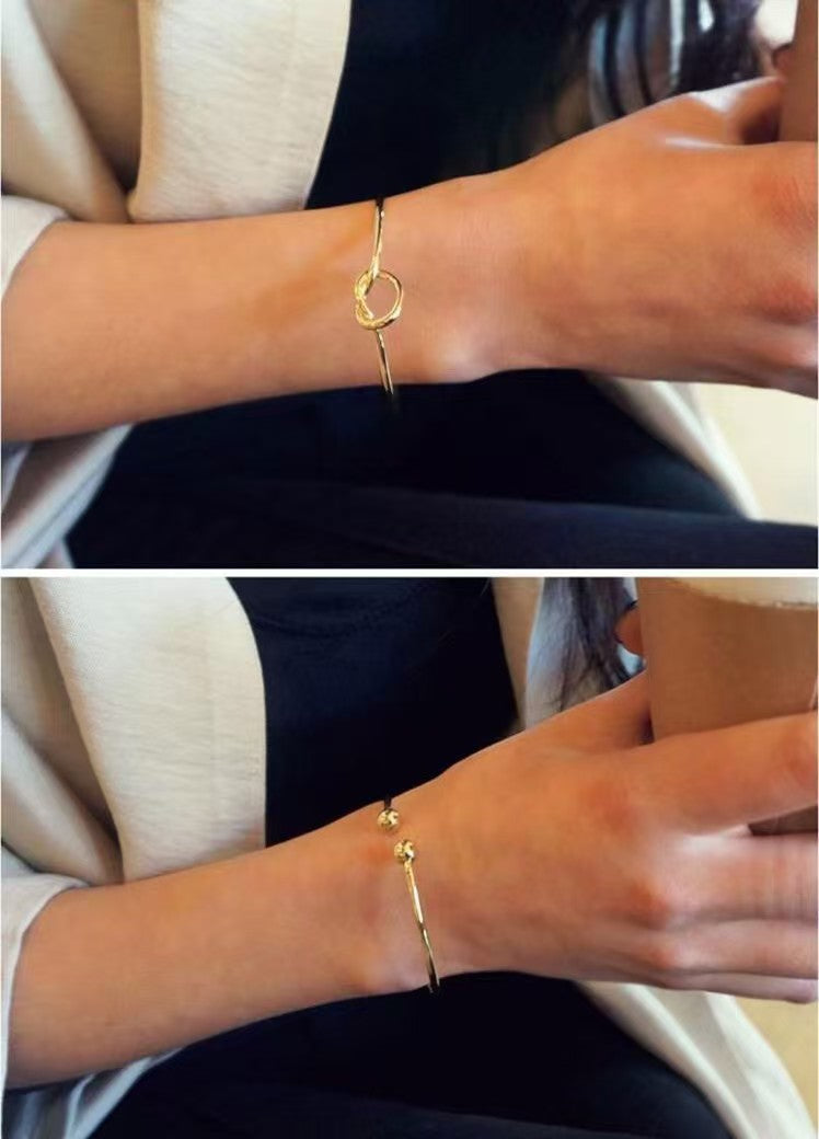Bracelet jonc plaqué or 14 carats avec nœud d'amour éternel et infini