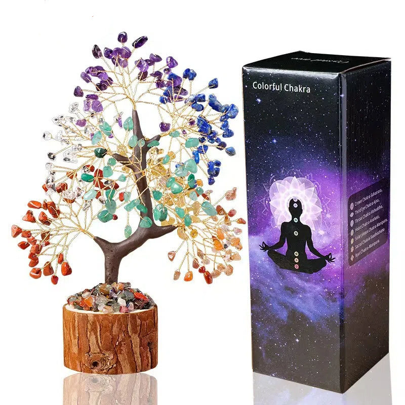 Árbol de la vida con cristales curativos de los 7 chakras: armoniza la energía e inspira el equilibrio