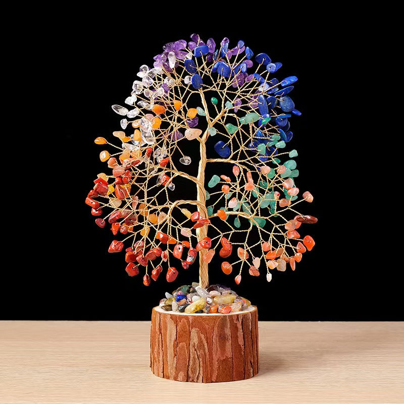 Árbol de la vida con cristales curativos de los 7 chakras: armoniza la energía e inspira el equilibrio