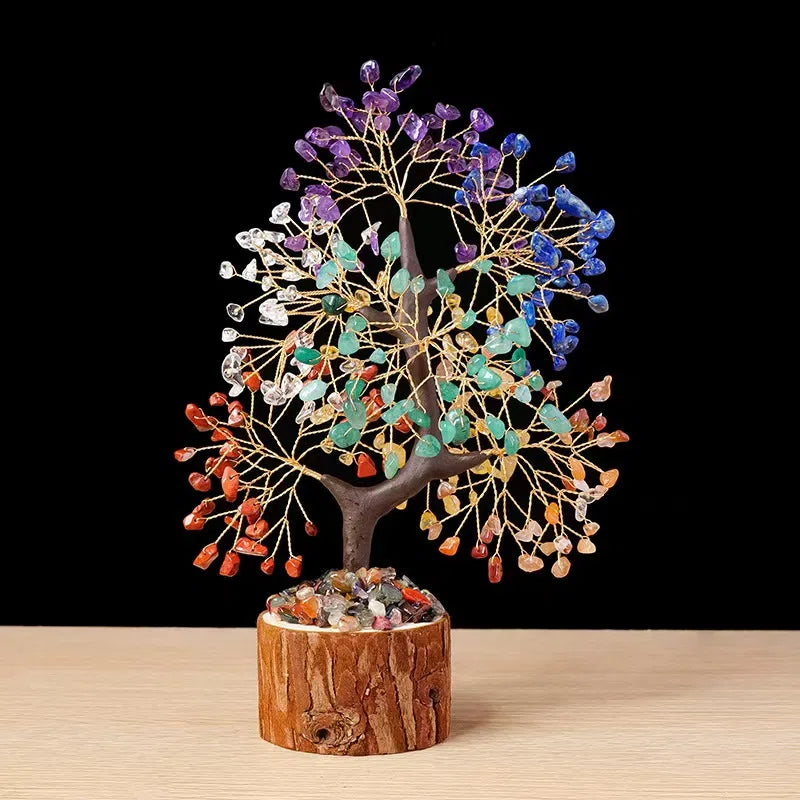 Árbol de la vida con cristales curativos de los 7 chakras: armoniza la energía e inspira el equilibrio