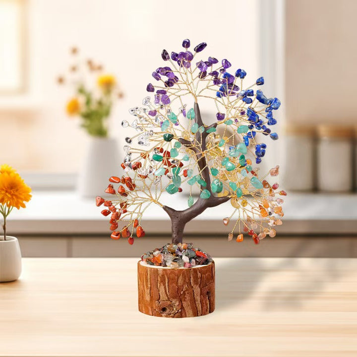 Árbol de la vida con cristales curativos de los 7 chakras: armoniza la energía e inspira el equilibrio