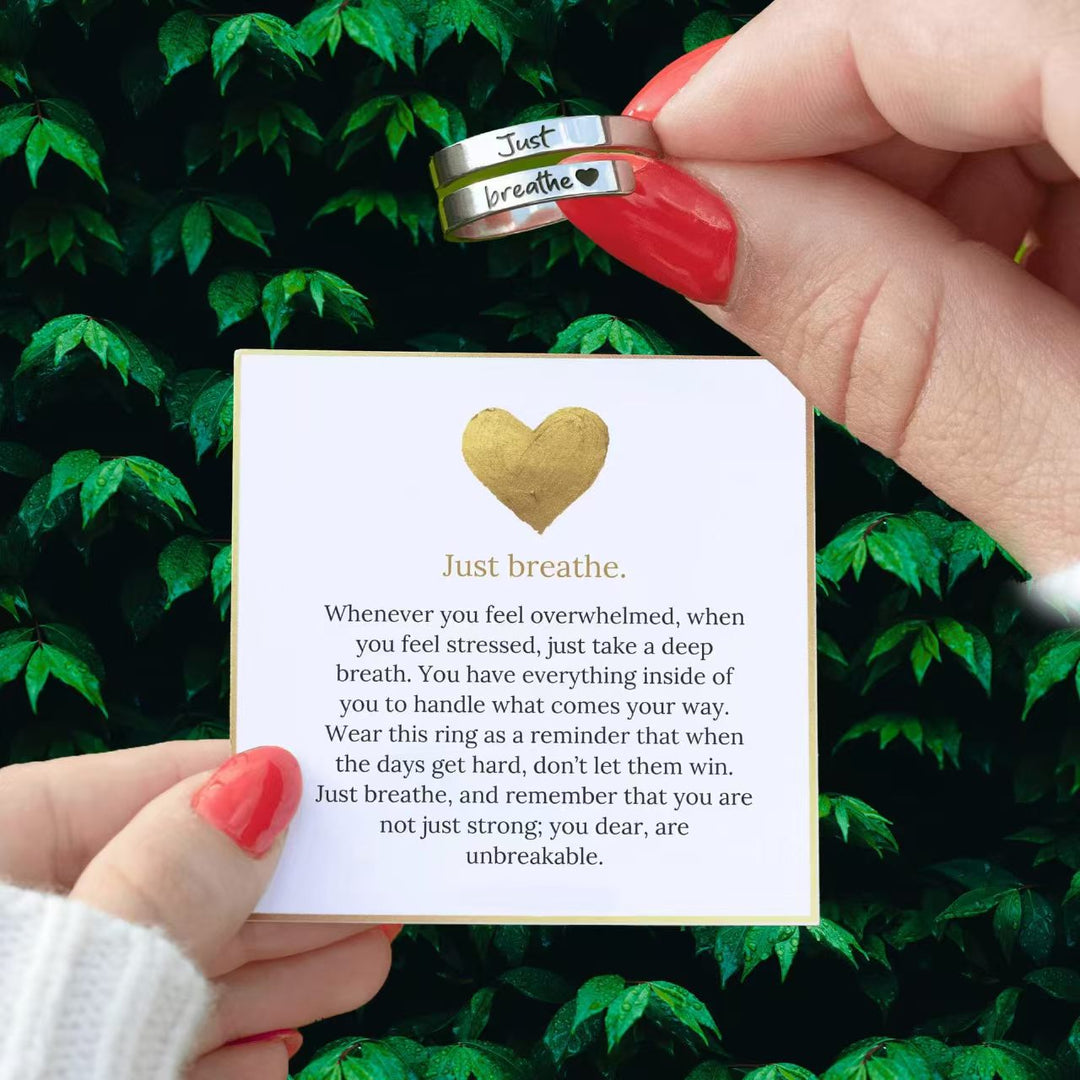 Anillo inspirador ajustable "Just Breathe"