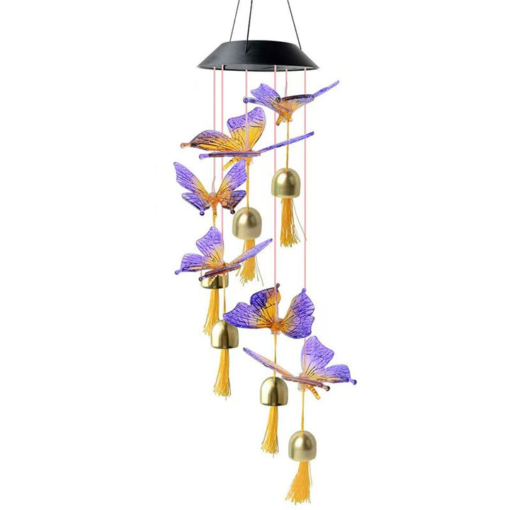 Campanas de viento con luz solar en forma de colibrí