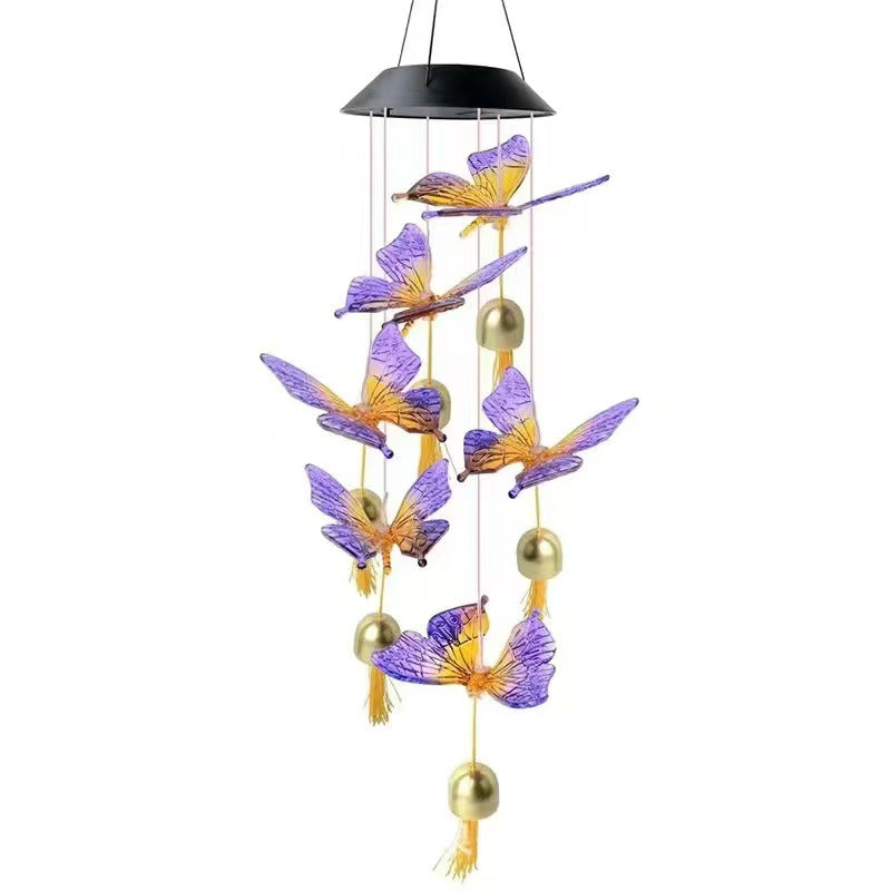 Campanas de viento con luz solar en forma de colibrí