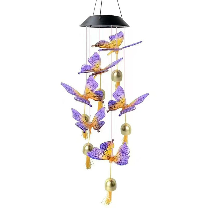 Campanas de viento con luz solar en forma de colibrí