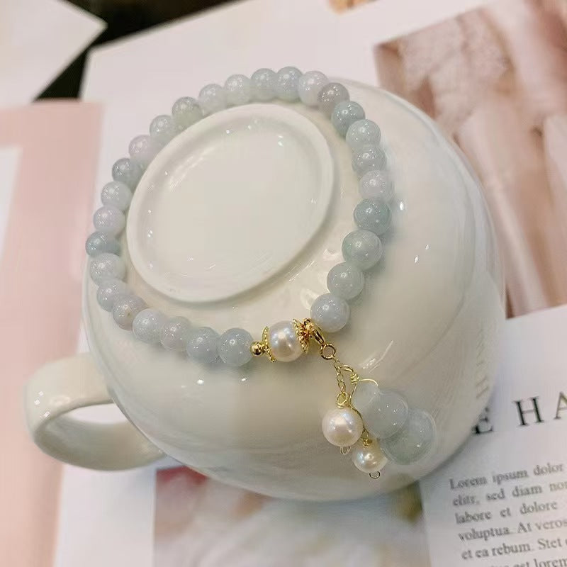 Pulsera con amuleto de calabaza HuLu de jade verde claro