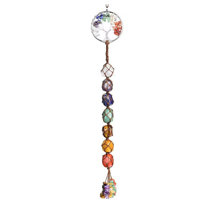 Adorno colgante Feng Shui con cristales curativos y piedras de los 7 chakras del árbol de la vida