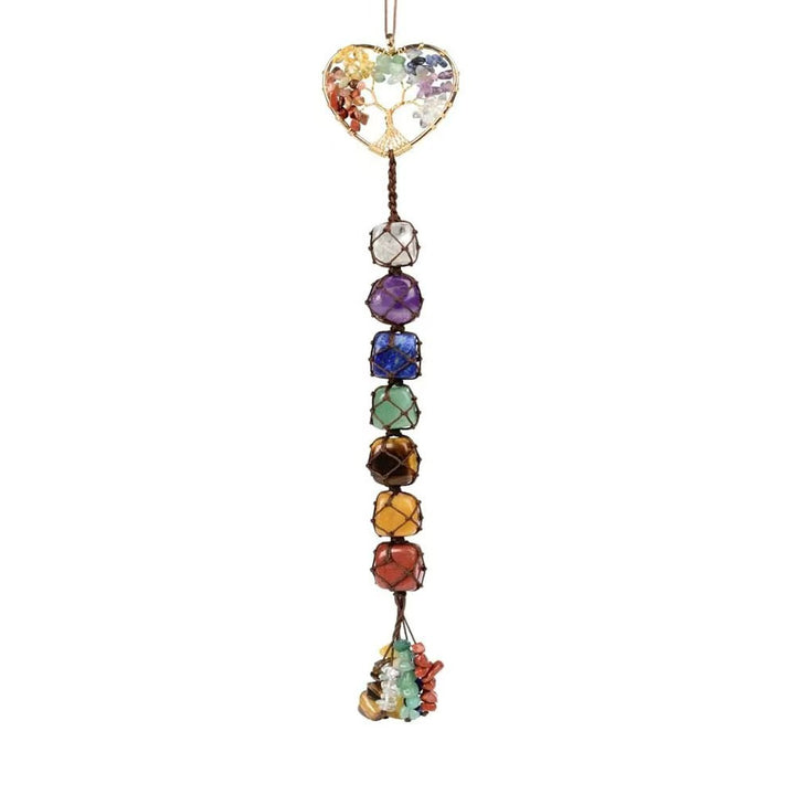 Adorno colgante Feng Shui con cristales curativos y piedras de los 7 chakras del árbol de la vida