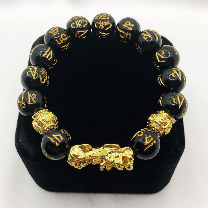 Black and Gold Feng Shui Beads Pixiu Bracelet Charm