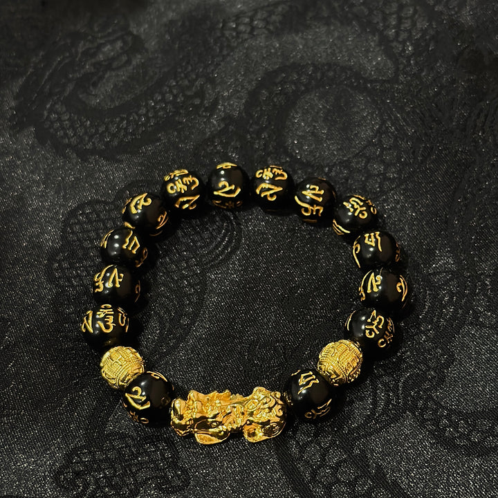 Black and Gold Feng Shui Beads Pixiu Bracelet Charm