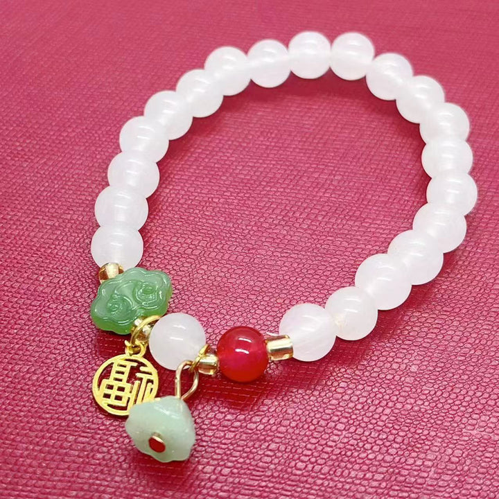 Han White Jade Bracelet With Fu Character