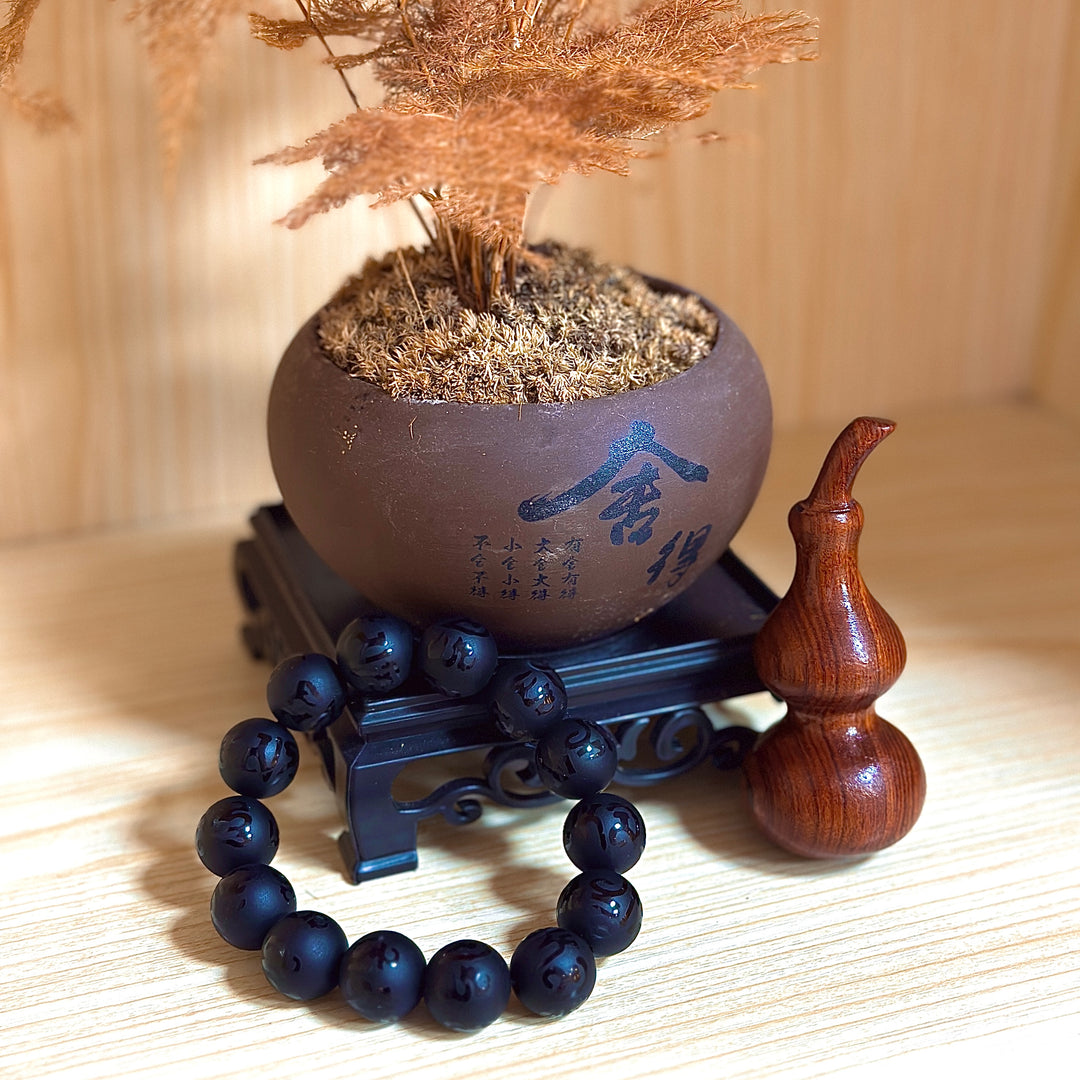 black obsidian agate stone bracelet