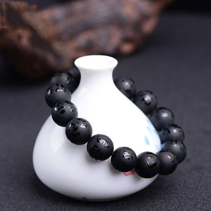 black obsidian stone bracelet