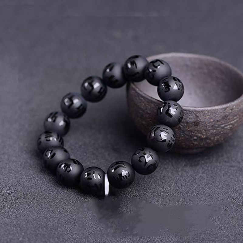 black obsidian stone bracelet