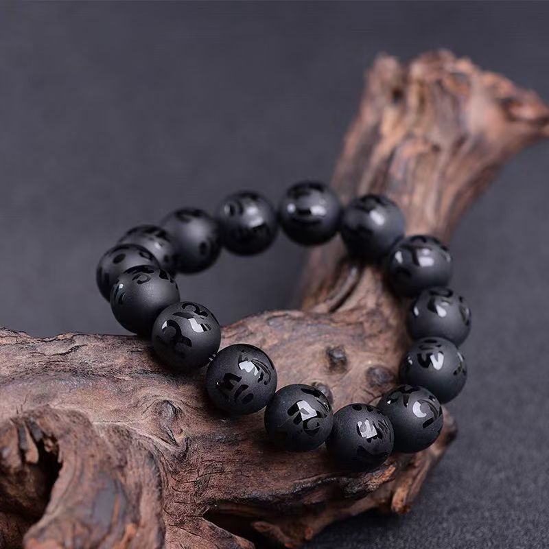 black obsidian stone bracelet