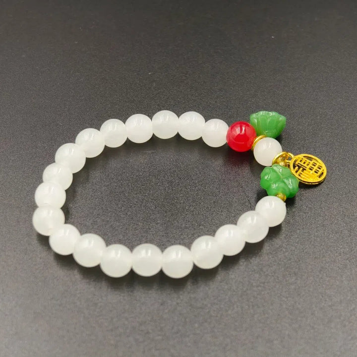 Han White Jade Bracelet With Fu Character