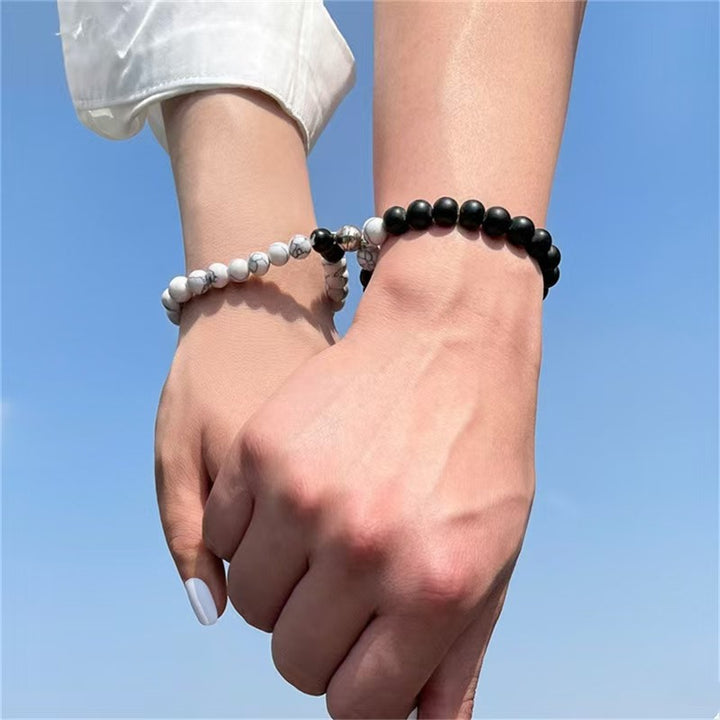 Blessed Magnetic Black & White Obsidian Couple Bracelets: Love Stability and Relationship Harmony